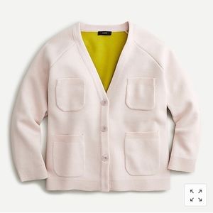 J Crew Front Pocket Cropped Sweater Blazer XS Pink